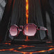 PROFESSOR PICASSO LAVA product video, showcasing the burgundy, black, magenta and electric pink Italian acetate with pink gradient lenses; the product is shown from the front, close-up, and 3/4 view